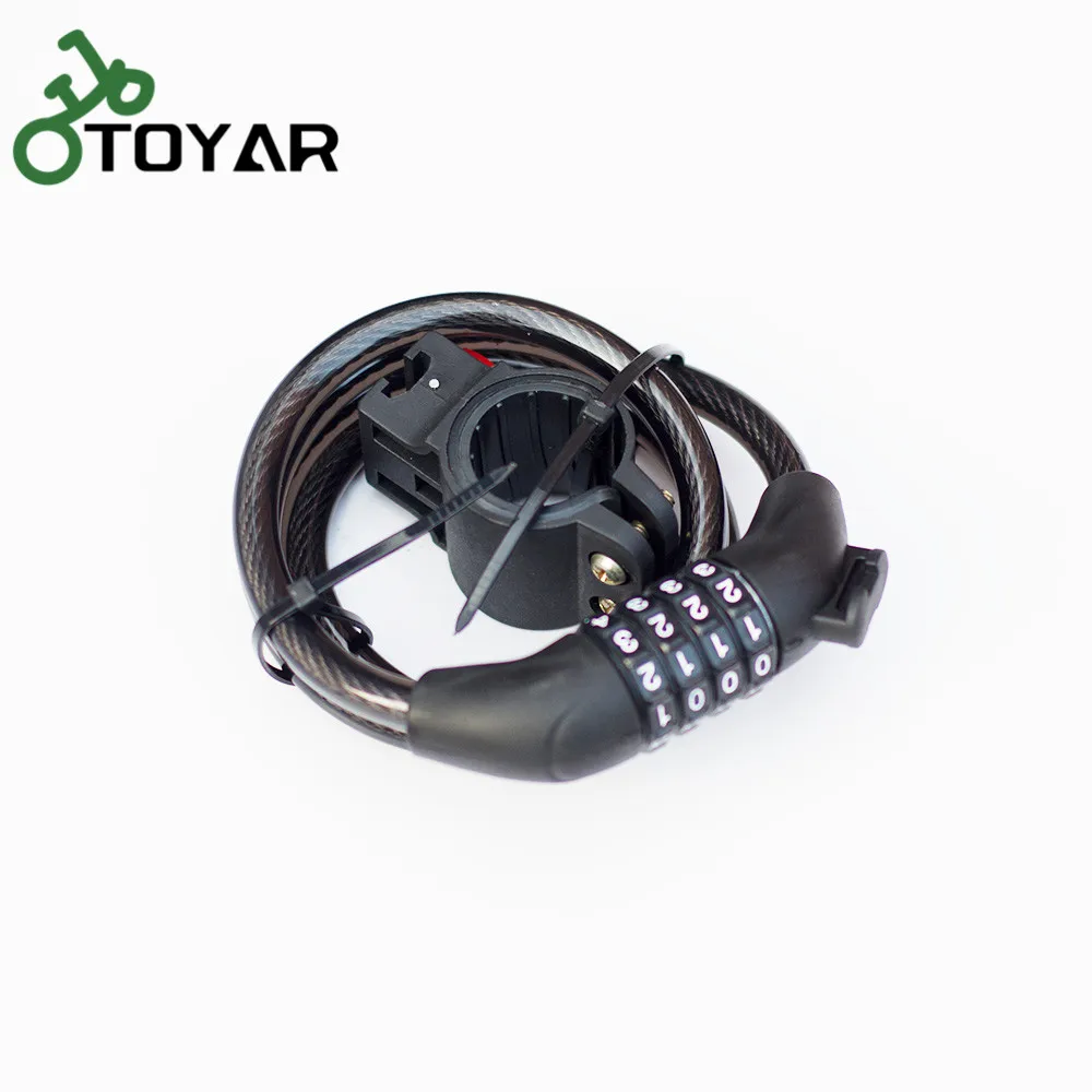 4 Digit Resettable Combination Bike Steel Cable Lock with Mounting Bracket Anti-Theft Self Coiling Bicycle Cable Lock
