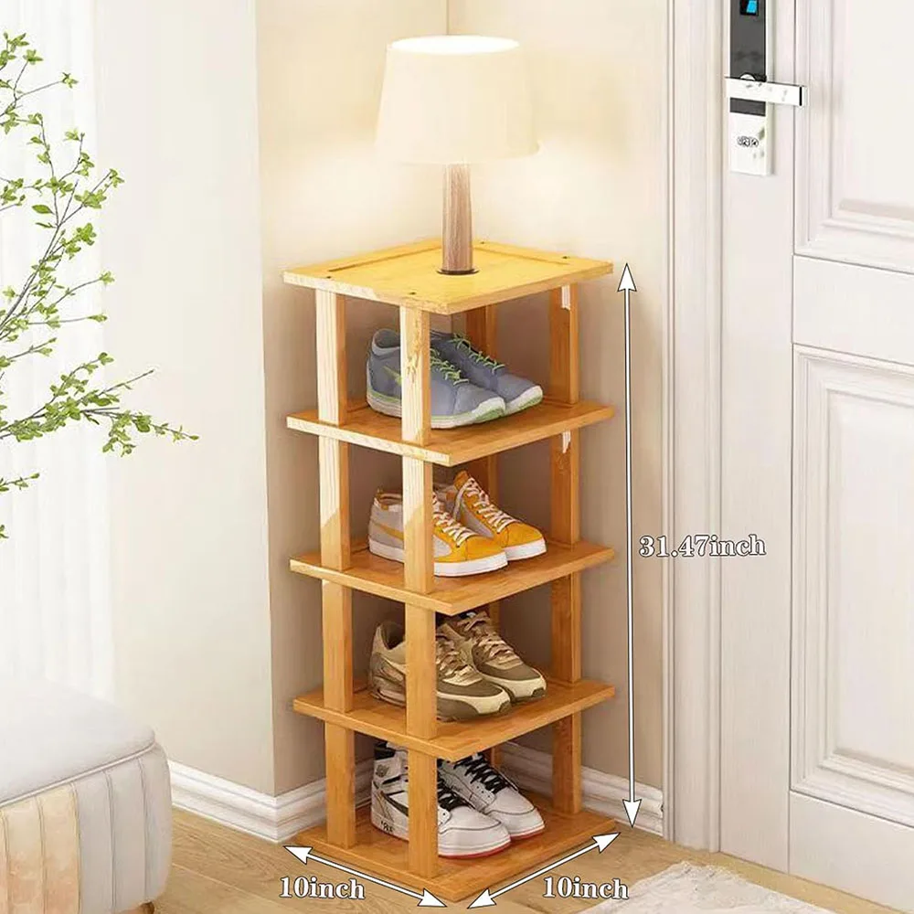 5 Tier- Vertical Shoe Rack for Small Spaces, Tall Narrow Shoe Rack Organizer,Skinny Shoe Shelf with Free Stackable DIY
