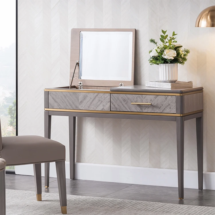 Welliton OEM ODM вилла гостиница квартира шкаф для спальни из массива дерева с настольным зеркалом