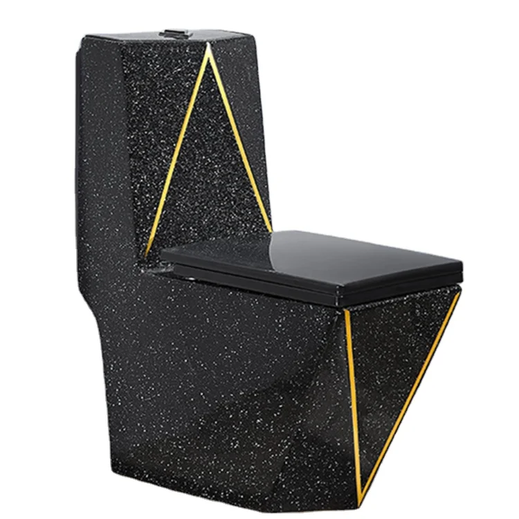 Sanitarios bathroom ceramic black diamond design golden toilets