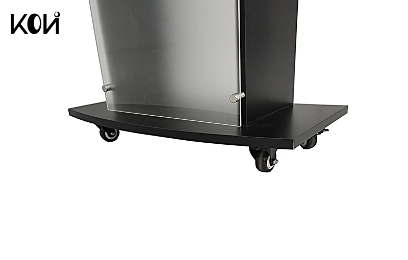Acrylic movable church podium pulp debate conference podium plexiglass Lucite black wooden shelf cup holder