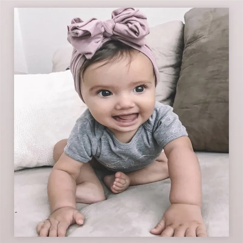 2020 Newborn Baby Floral India Hat For Girls Turban Big Bow Knot Hat Beanie Caps 0-3Y Kids Photo Props