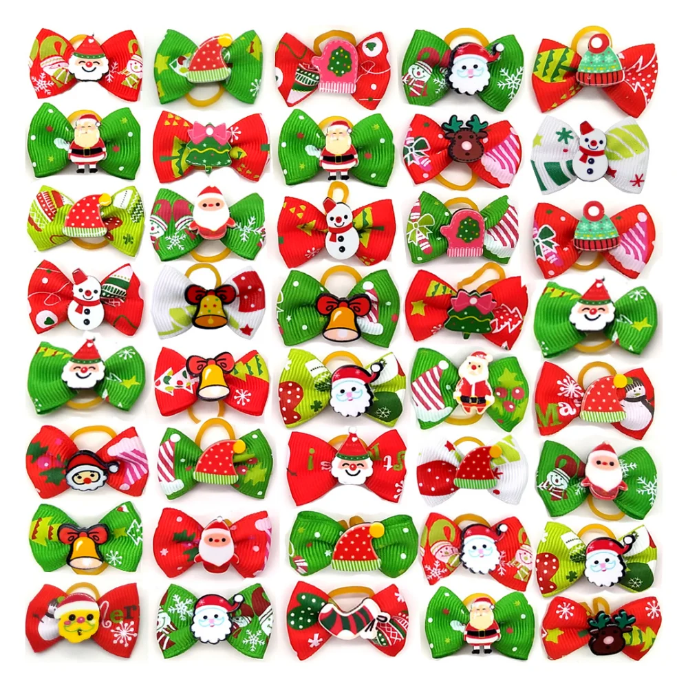 Floral Dog Hair Bow Pet Grooming Bow Factory Wholesale Christmas Opp Bag Fashion Hair Accessories Sustainable Winter Accessories