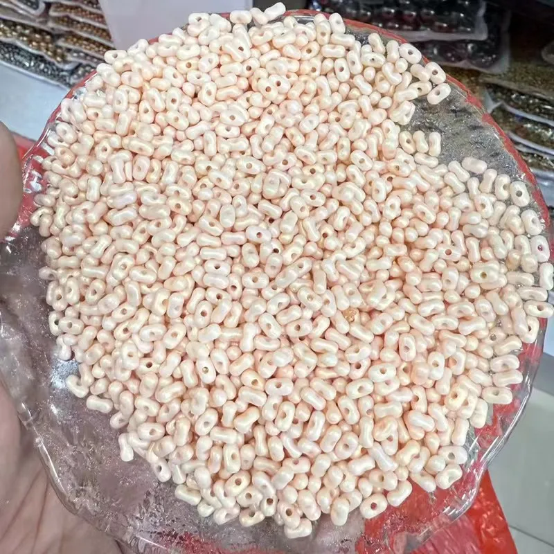 DIY candy 3*6mm transparent frosted gold powder peanut shape acrylic seed beads for jewelry making accessories wholesale DIY