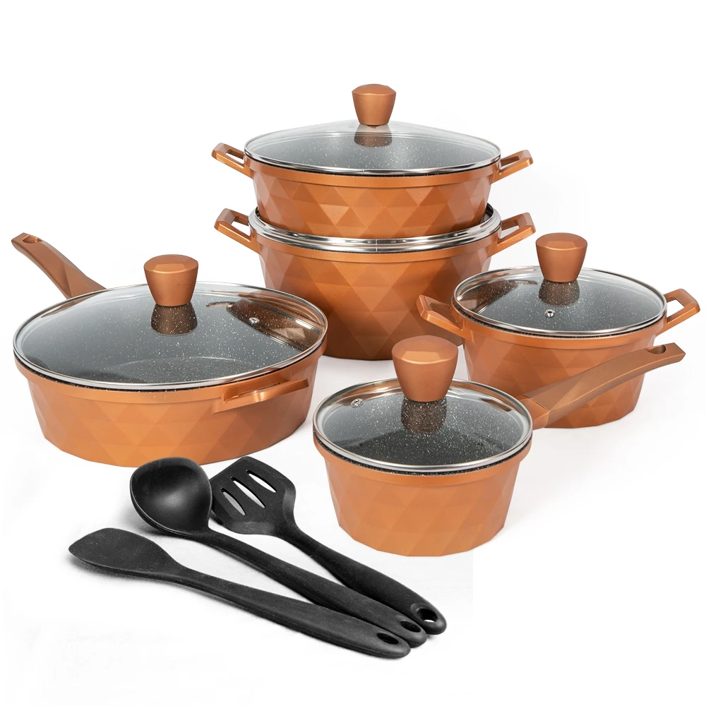 Copper Color High Quality Aluminum Cookware Sets kitchen ware