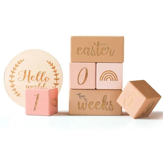 Newborn commemorative wooden square milestone baby birth month commemorative photo photography props