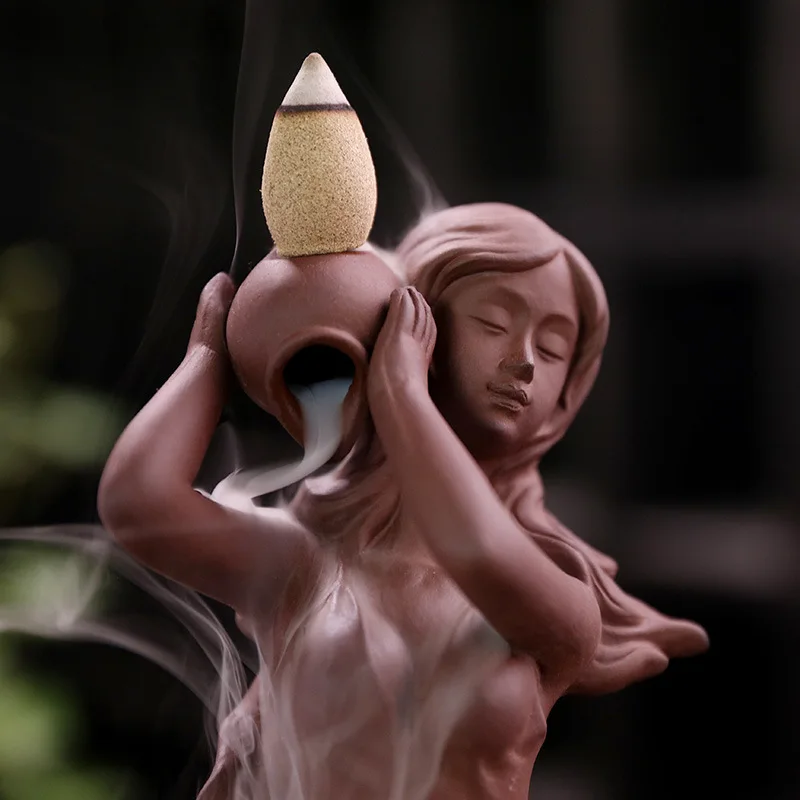 Ceramic Incense Burner Incense Holder Burner Beauty Conch Incense Burner Ceramics Mermaid Desktop Ornaments