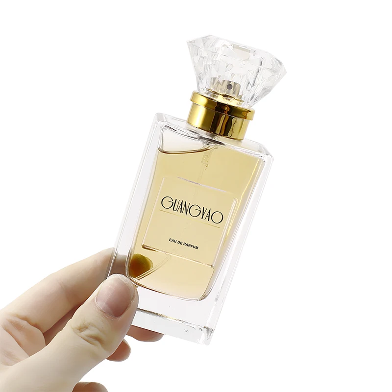Wholesale 50ml 100ML rectangular high-quality empty perfume crystal polishing glass bottle Acrylic crystal cap