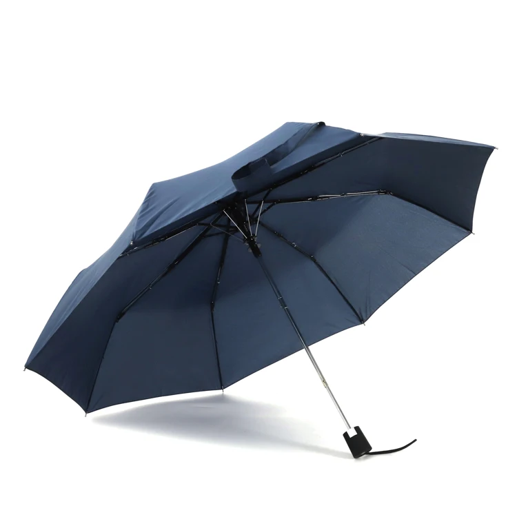 high quality 190t nylon fabric recycle polyester PET fully automatic triple folding high end plain white umbrella