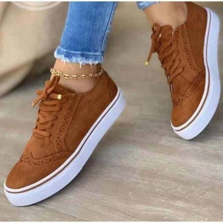 2025  Trend Hollow Lace Up Leather Custom Sport Running Ladies Sneakers Casual Shoes For Women