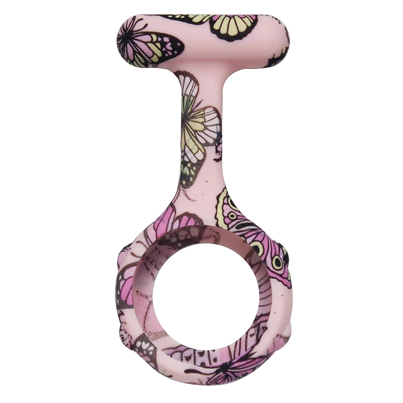 Printed Butterfly Rubber Doctor Fob Pocket Nurse Watch Medical Gift Hospital Silicone Case for Silicone