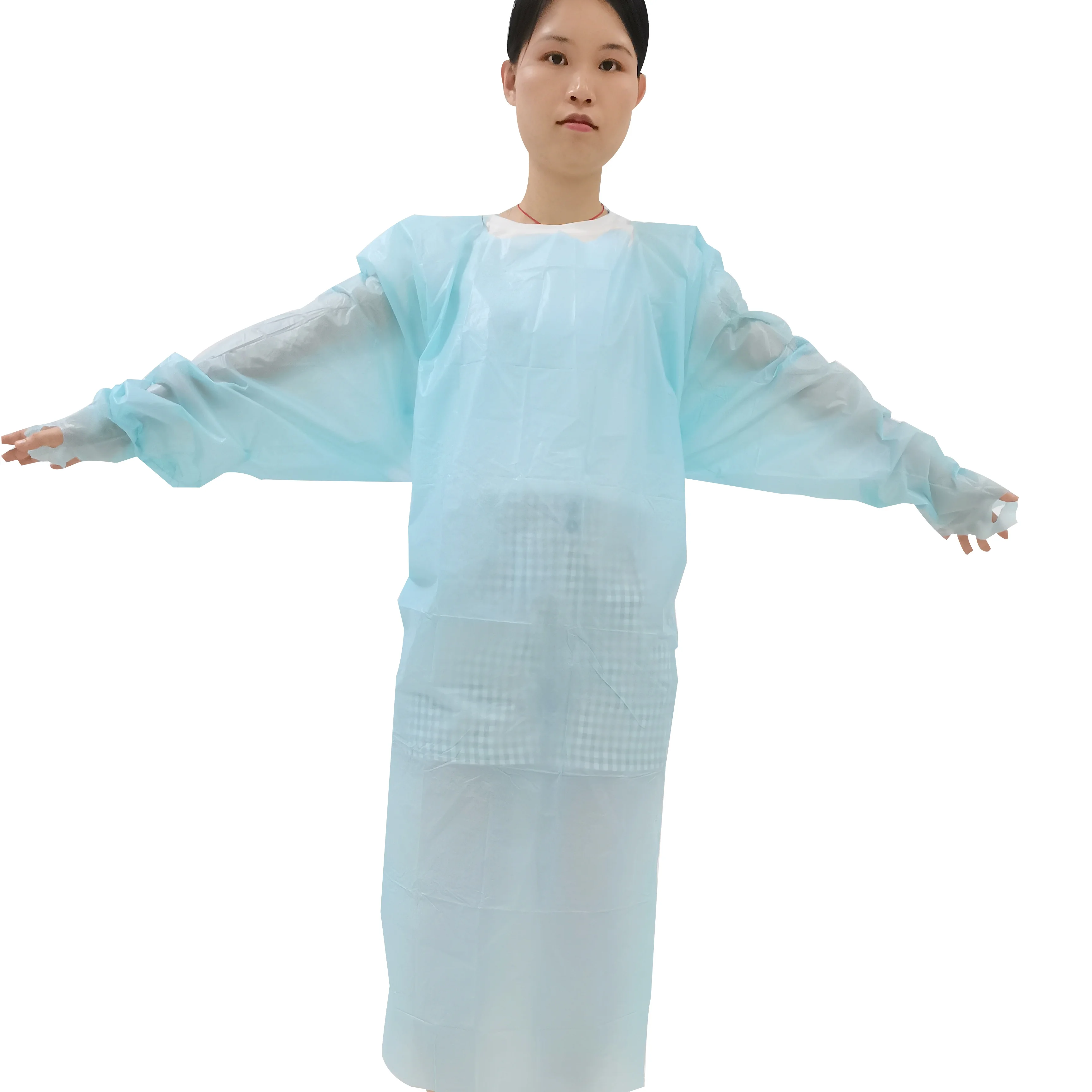 AAMI 3 waterproof Isolation gown  PP+PE+CPE en14126 gown Disposable Rubber Cuff hospital uniforms