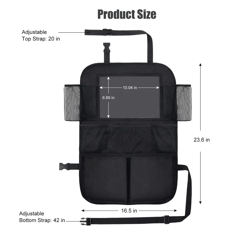 Backseat Car Organizer Mats Back Seat Organizers and Storage Bag with Touch Screen Tablet Holder for Kids Toddlers Car Seats