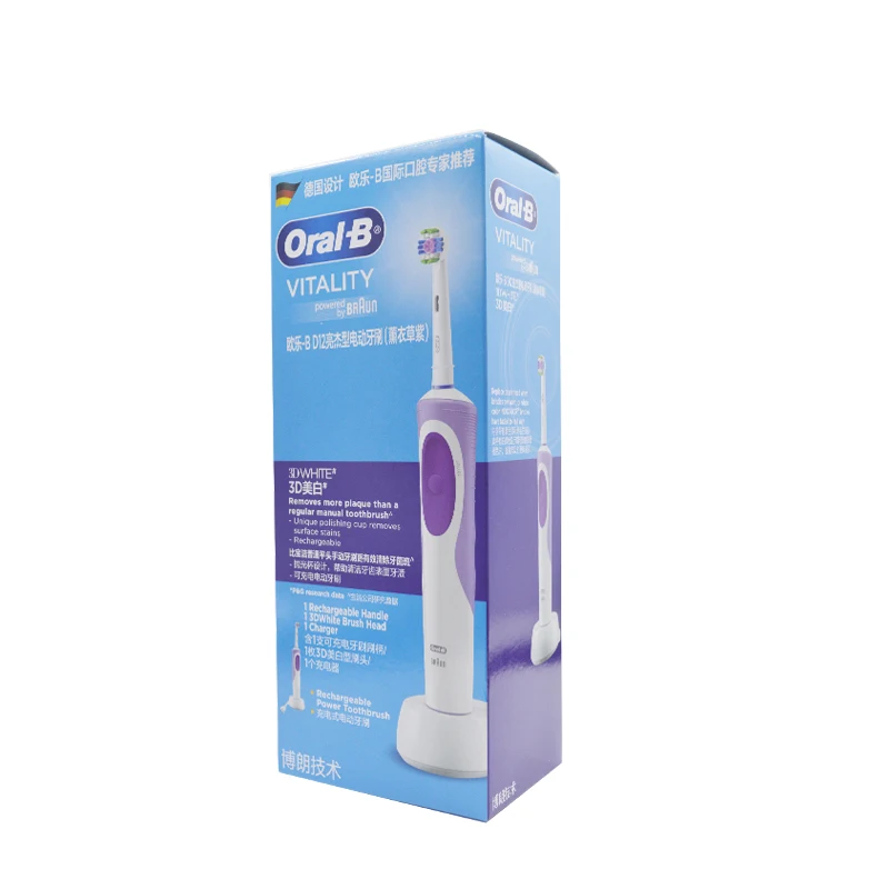 Электрическая зубная щетка Oral-b D12 3D отбеливающая с мягкой щетиной