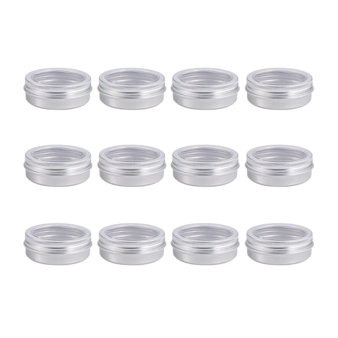 5ml 8ml 10ml 15ml 20ml 25ml 30ml 50ml 60ml 90ml 100ml 120ml 150ml PET clear window small round aluminium jar