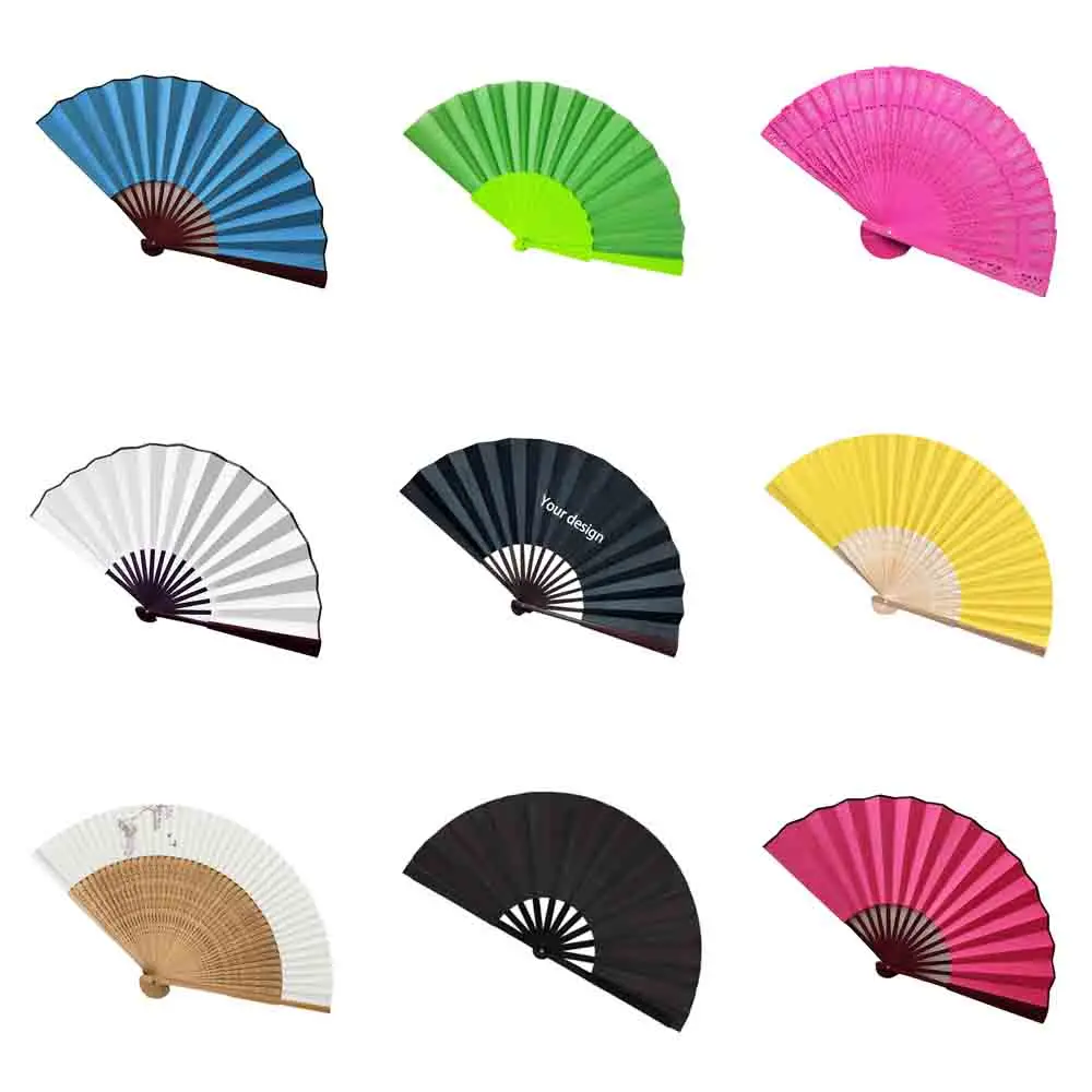 2024 Wholesale Custom Printed,Logo Folding Hand Held Holding Fan Wedding Paper Fans/