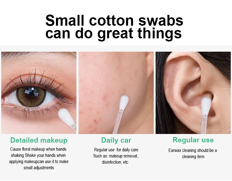 High Quality Double Head Makeup Eye Cleaning Remover Cotton Bud Makeup Remover Liquid Filled Cotton Swab