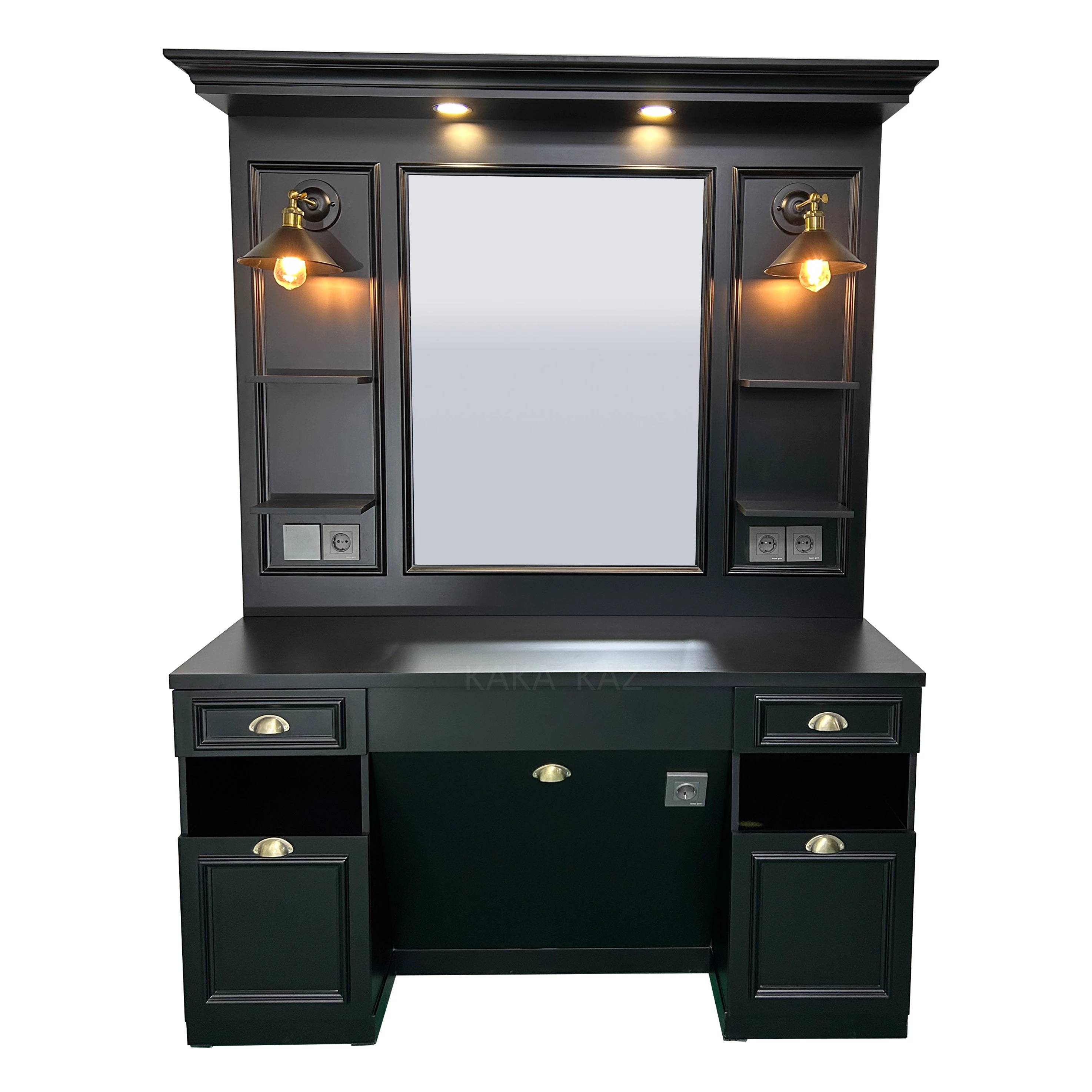 Зеркальная станция с золотым светом Парикмахерская раковиной салонная мебель