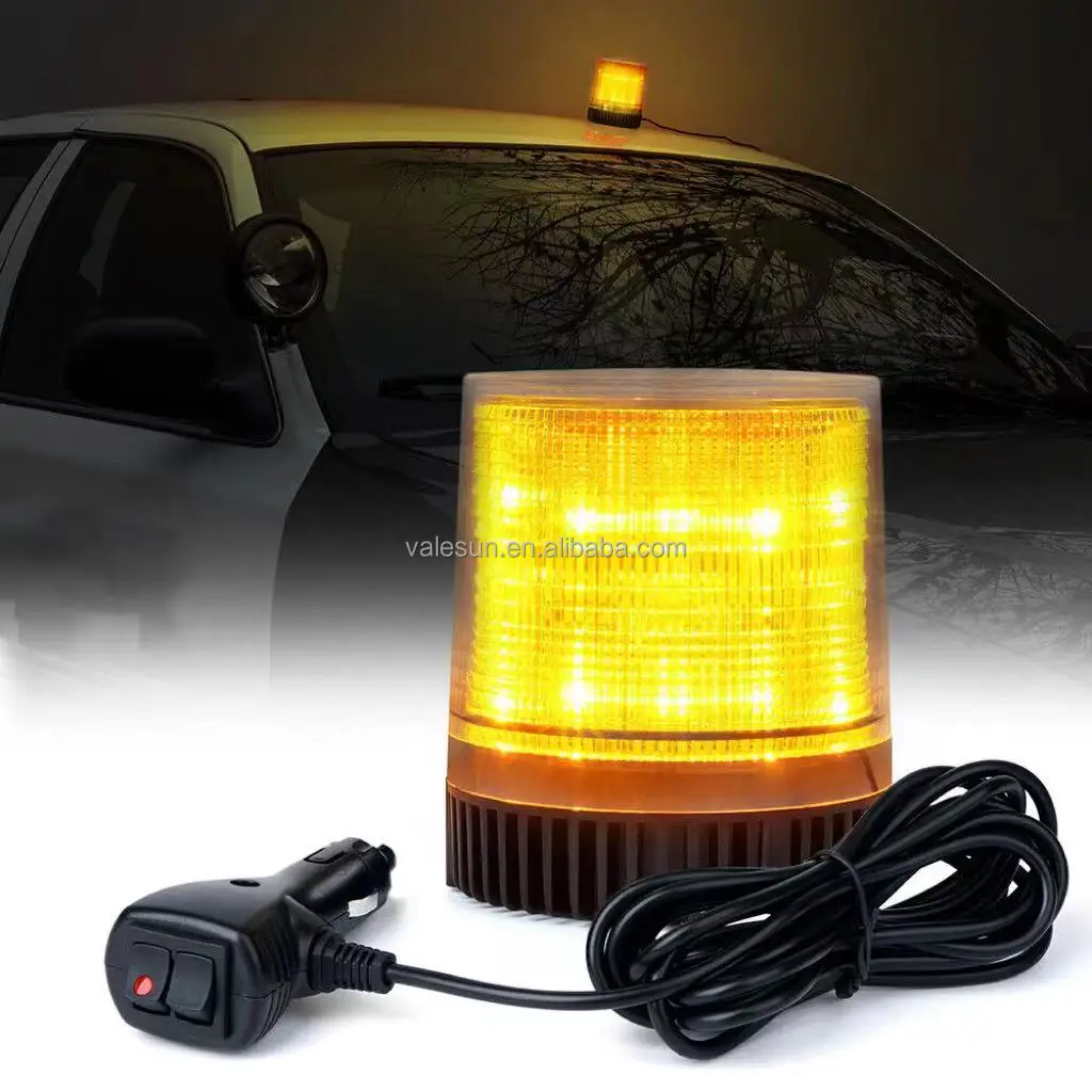 Amber Vehicle Car Roof Top Hazard Warning Flash Emergency Lights Rotating Flashing Safety Signal Lamp Led Strobe Beacon Light