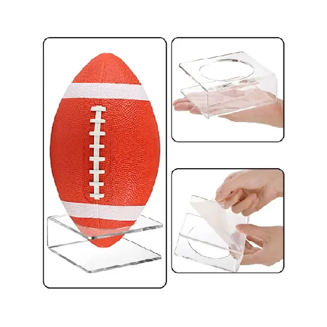 Custom Top Fashion Clear Acrylic Football Display Rack for Basketball Rugby