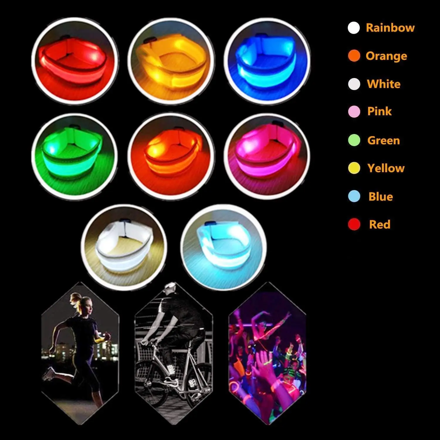Custom Logo Text Printing USB Rechargeable Glow Bracelets Colorful LED Wristbands for Christmas Easter Graduation Party Concert
