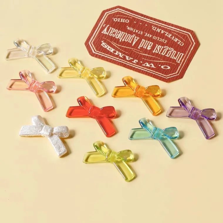 Dainty 20*32mm Colorful Bowknot Bead Cute Transparent Acrylic Bead For DIY Bracelet Necklace Earring Finding Jewelry Accessories