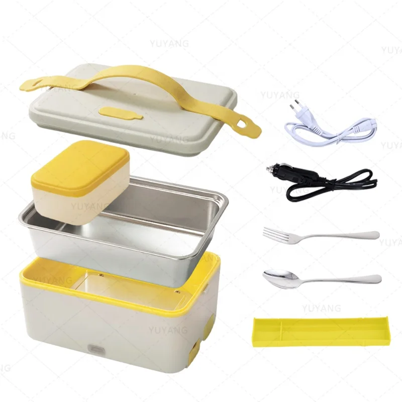 80W 100W 304 Stainless Steel Portable Heated Car Food Warmer 12V 24V 1.80L Electric Heating Portable Lunch Box Truck Car Home