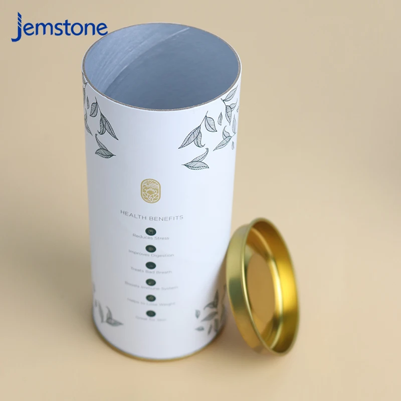 ECO-friendly Cylinder Cardboard Powder Container Tea Coffee Bean Oats Kraft Paper Tube For Food Grade Paper Packaging
