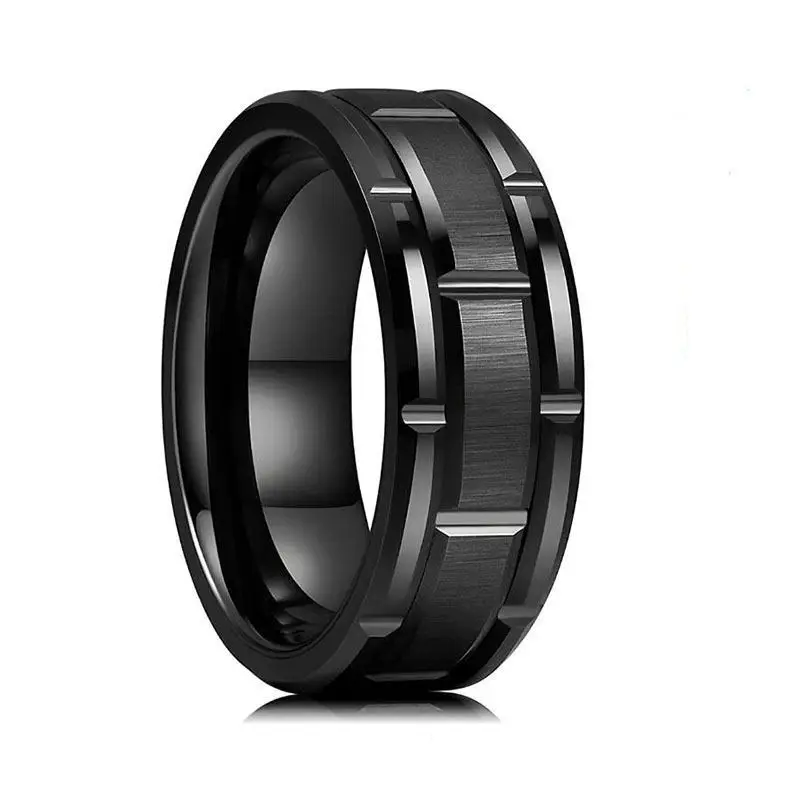 Titanium Stainless Steel Ring Fine Jewelry Wedding Date Men Hiphop Engagement Rings Groove Three in One Combination Band Mens