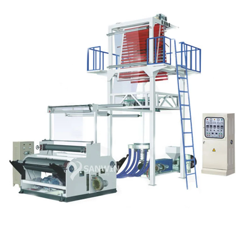 
High Speed ABA 3 2 Layer Mini Stretch HDPE LDPE PE Film Extruder Polyethylene Plastic Film Blowing Machine 