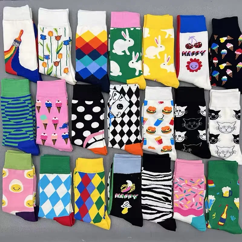 Customized Professional Design Happy Custom Colorful Jacquard Sox Funny Socks Happy Man Socks