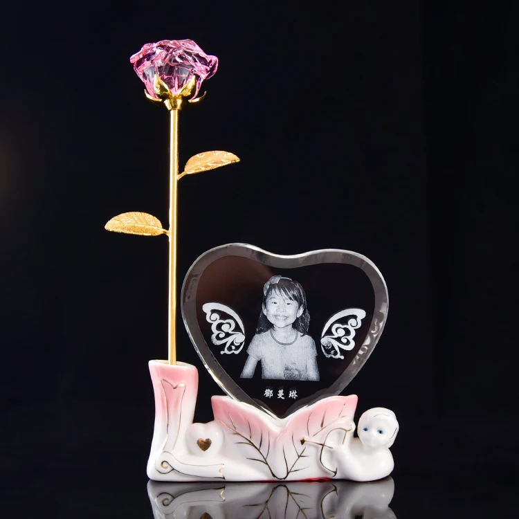 best sale souvenir glass rose Multiple sizes crystal rose for wedding gift