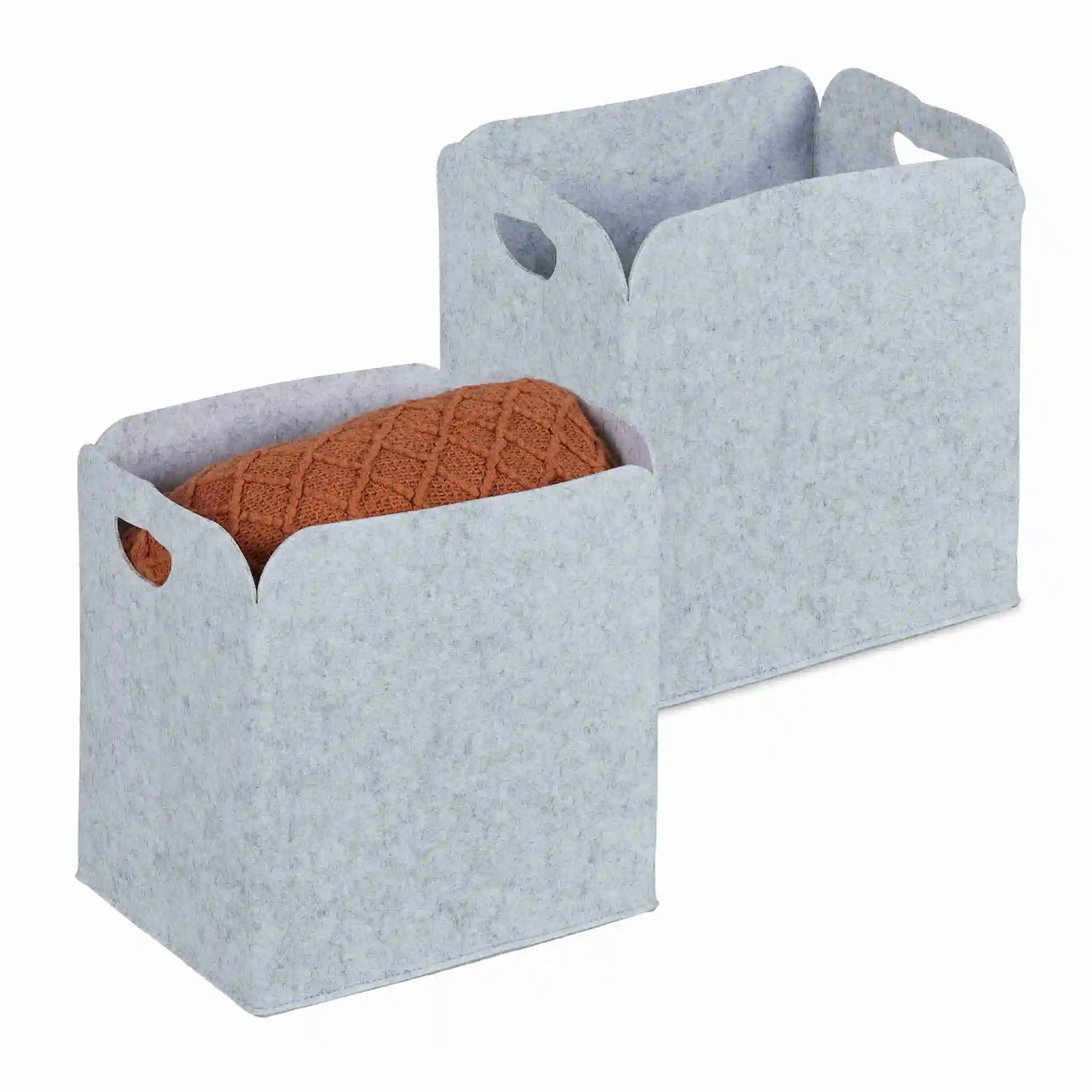 Foldable Lightweight Felt Clothes storage box Light Grey felt organizer for Sweater storage