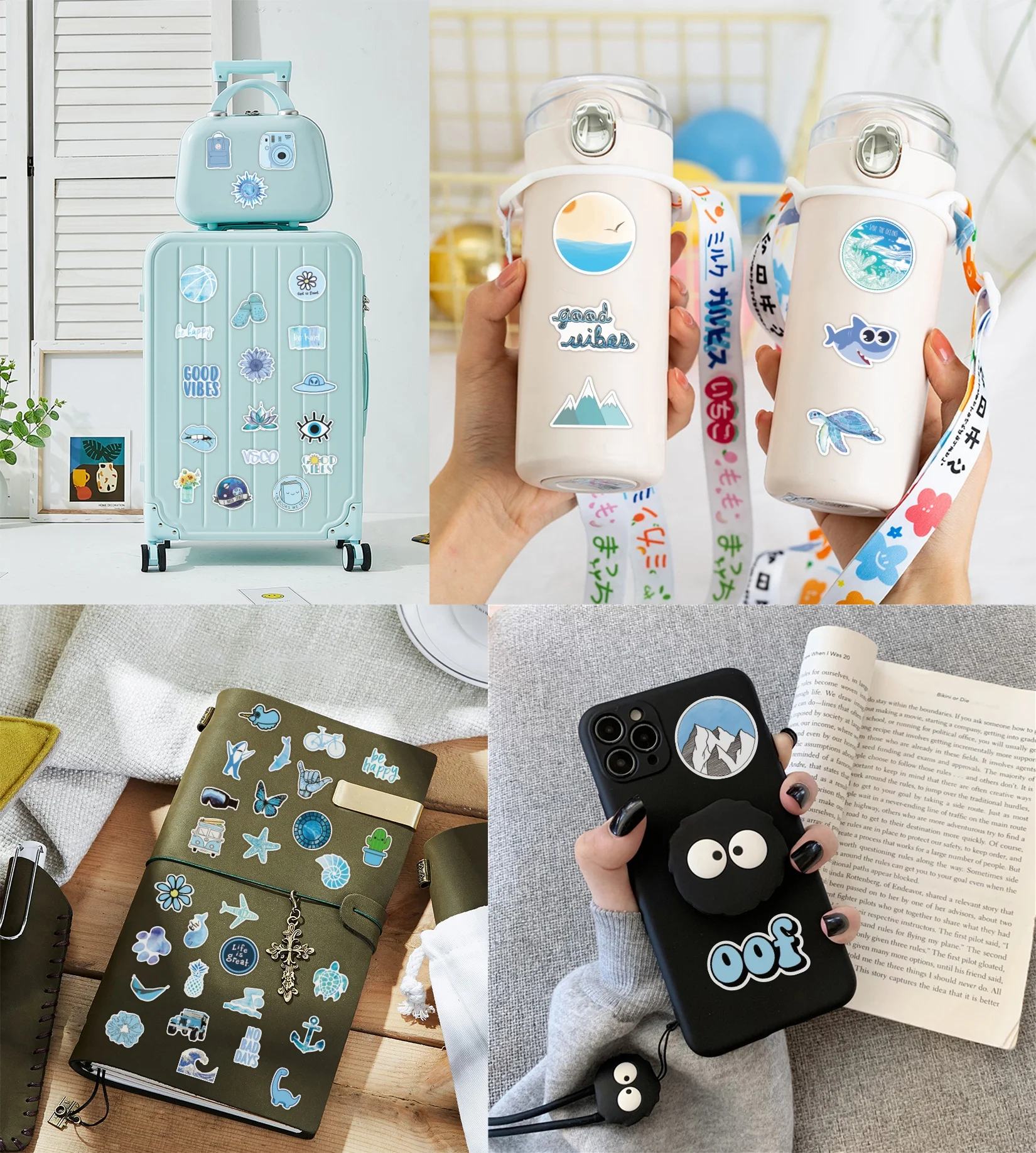 wholesale 100pcs cute cartoon waterproof stickers vinyl pvc mobile phones laptop adhesive sticker ocean anime stickers for kids