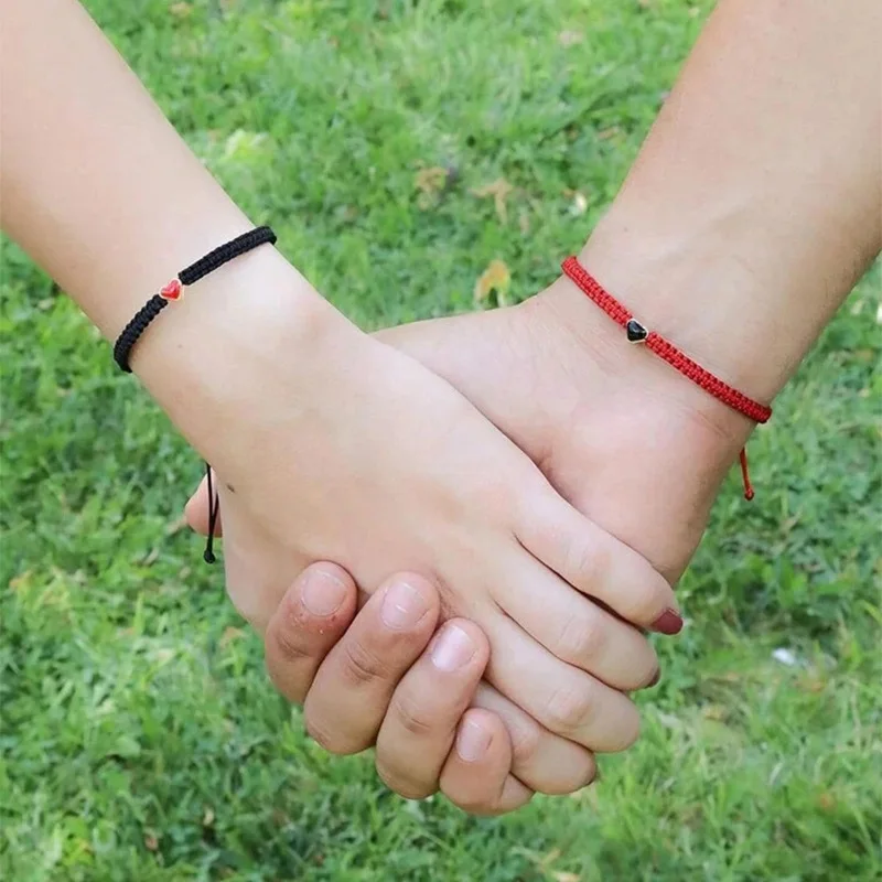 I Love You Heart Adjustable Hand Woven Couple Bracelet Valentines Day Gift Braided Friendship Bracelets For Sister Mom Men Women