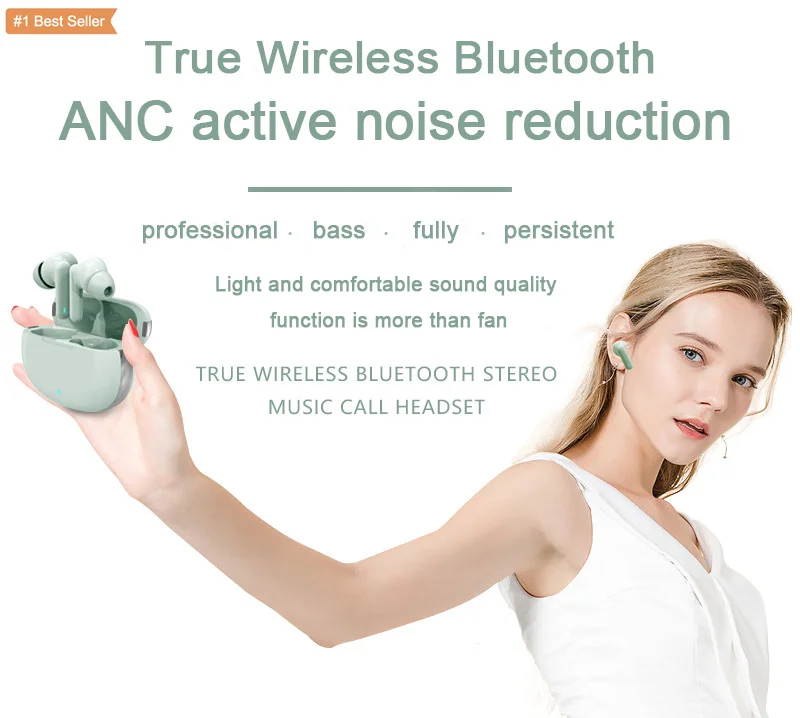 Wireless Charging Case Stereo Headset Premium Sound Deep Bass Bluetooth 5.0 ANC D11 Wireless Earbuds