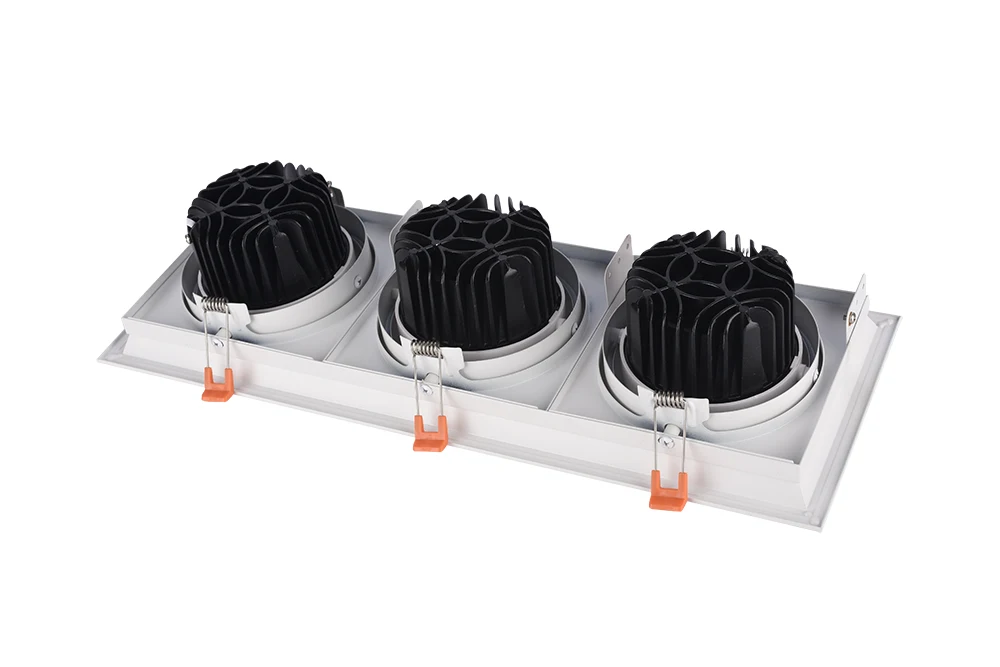 AR70 Recessed Triple Heads LED Grille Light 12W Ceiling Lights for Residential