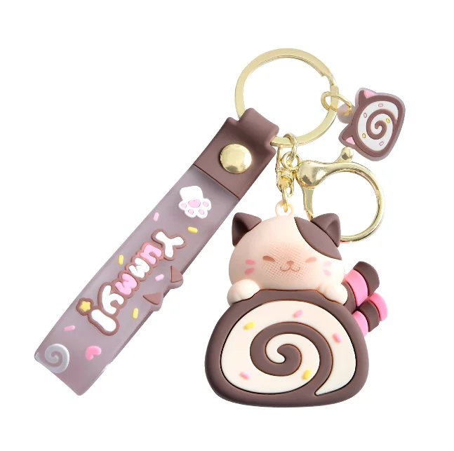 Lovers Gift Couple Custom 3d Pvc Anime Rubber Lucky Cat Silicon Cartoon School Bag Keychain