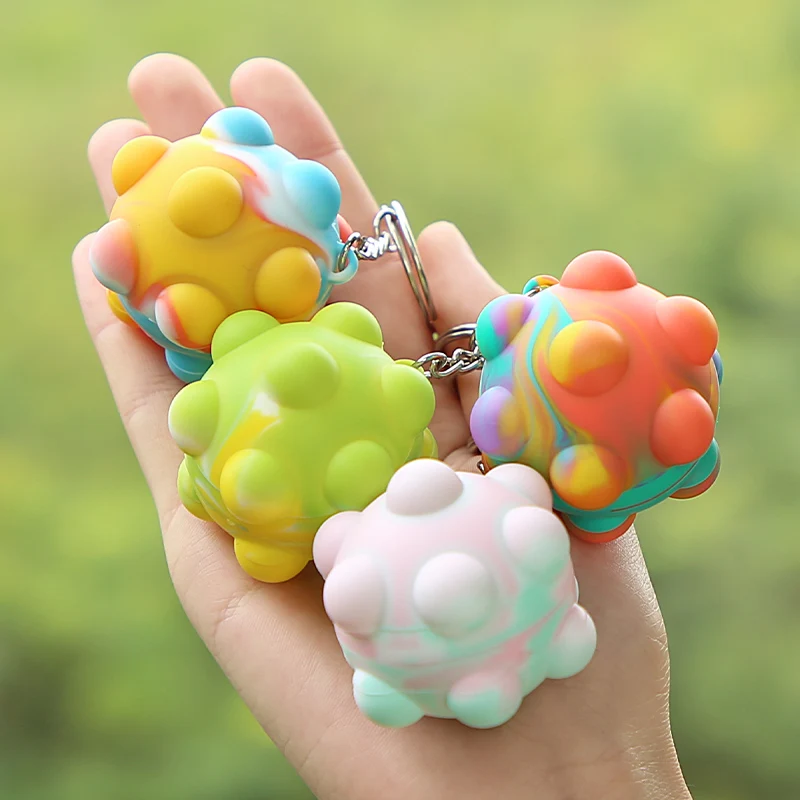 Wholesale Bulk Relief Anxiety Stress Sensory Toys Food Grade Silicone Keychain Pops Itting Ball Fidget Toys