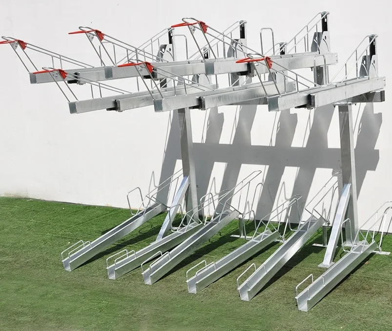 Customized Double Decker Two Tier Galvanized Cycle Parking Multiple Bikes Stand Rack Bike Rack/Bicycle Frame