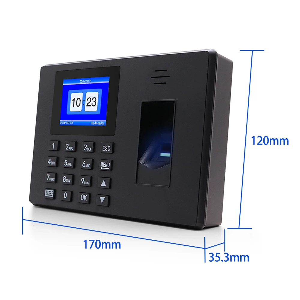 High Texture All Black Passwords/Fingerprint Recognition Muti-language Time Attendance Machine USB/Disk for Business F06