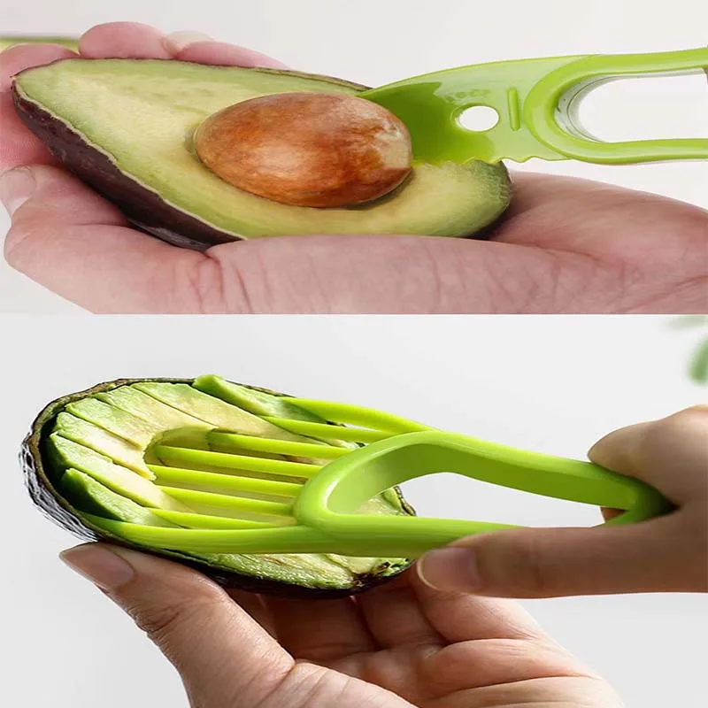 Multi-functional Kitchen Accessories Fruit Tools Avocado Cutter Peeler 3 in 1 Avocado Slicer With Cover