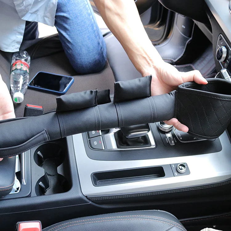 Car Seat Organizer, Leatherette SUV Seat Filler with Cup Holder, Great Convenience for Drivers