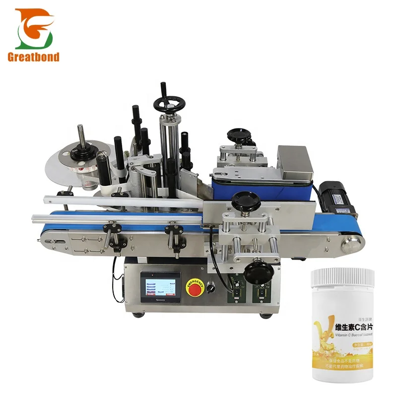 MT-100 Chinese Supplier Intelligent Control Double Side Desktop Automatic Beer Beverage Bottle Label Labeling Machine