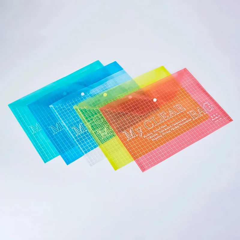 Office Supplies A4 Cartoon Document Bag Clear Lattice Plastic PVC File Folders