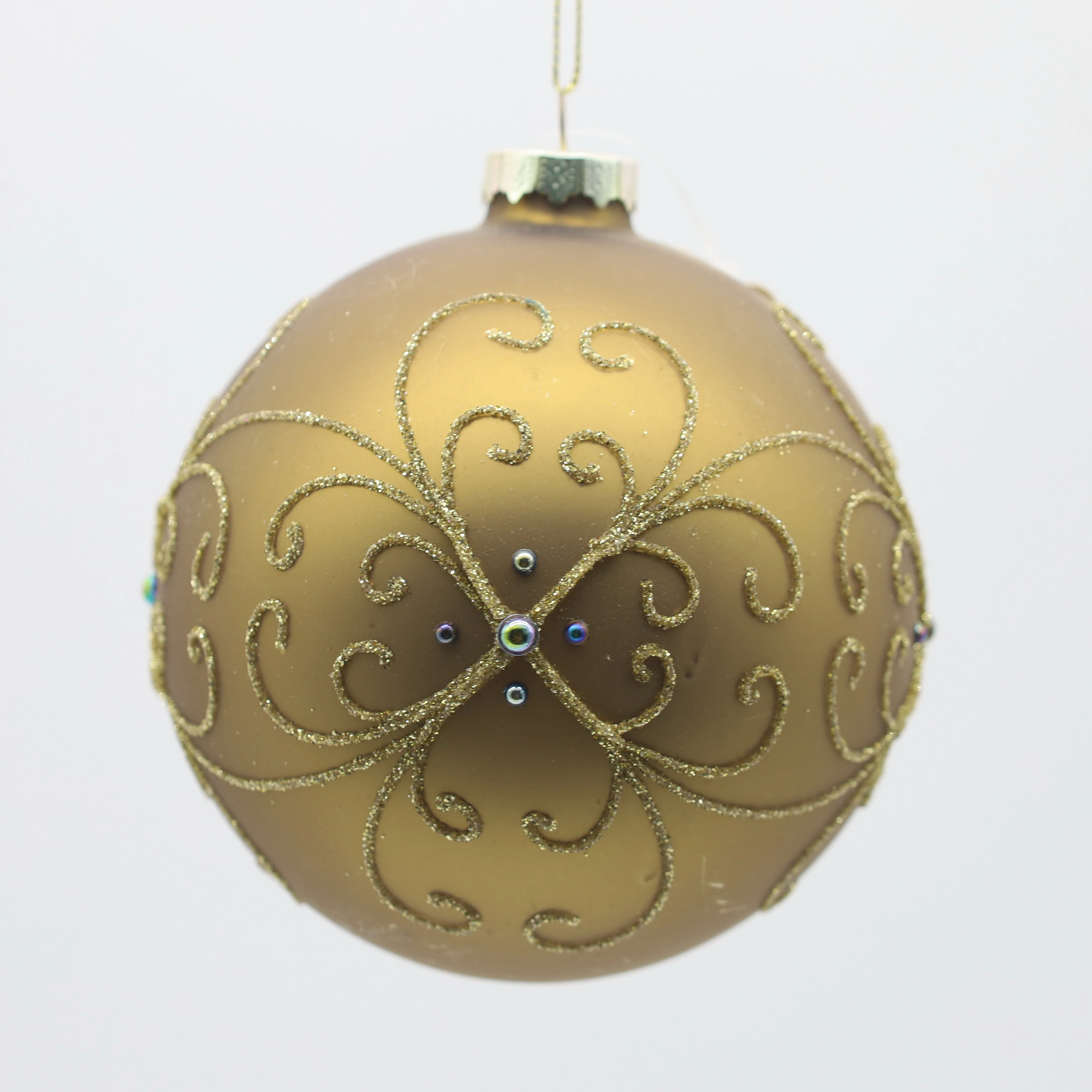 Hand-blown 8cm silver red and gold colored glass balls to hang Christmas tree ornaments