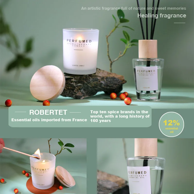 2024 Latest Luxury Design Soy Wax Spiritual Scented Candles Reed Diffuser Set for Home Restaurant Festival Decor