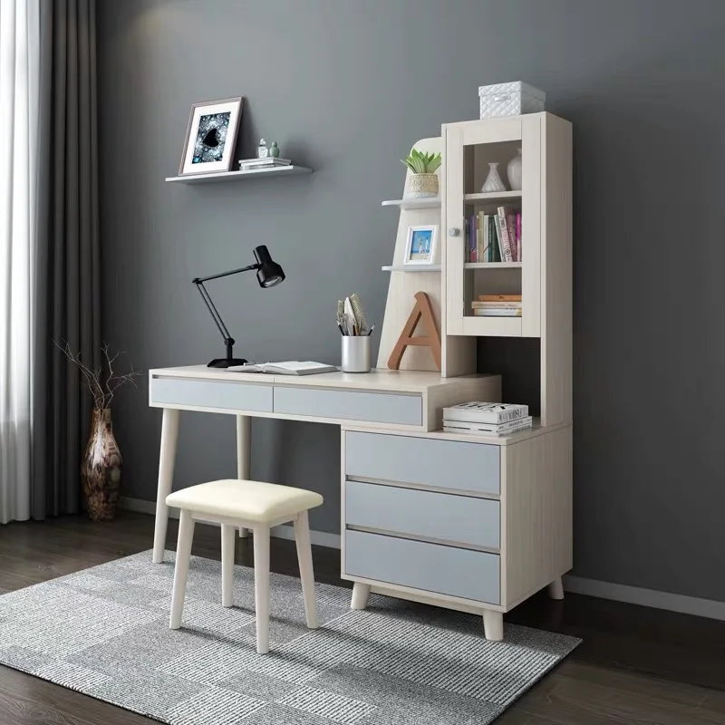 Modern Kid Use School Table Home Furniture Wooden Desktop Study Desk Children Table Make Up Table Bedroom Dresser With Cabinet