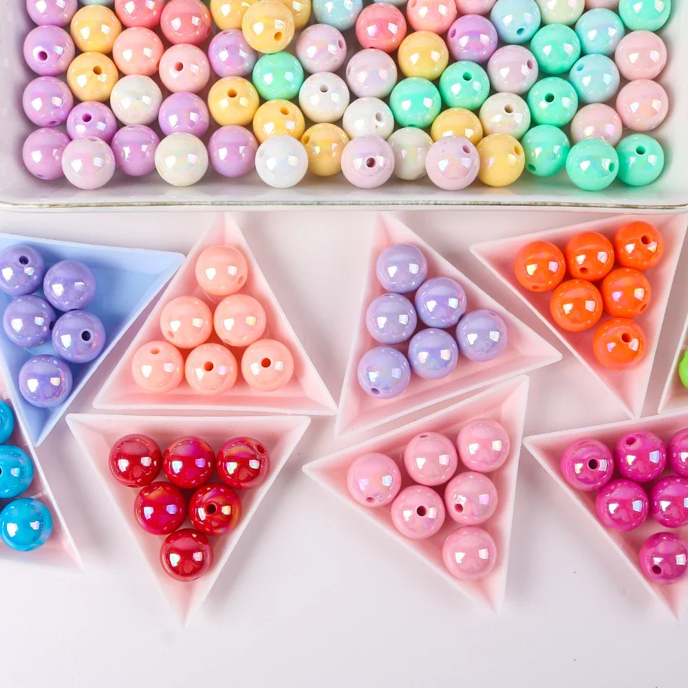 8-16mm Colour AB Charms Round Acrylic Beads Loose Spacer Beads for Jewelry Make DIY Handmade Bracelet Accessories