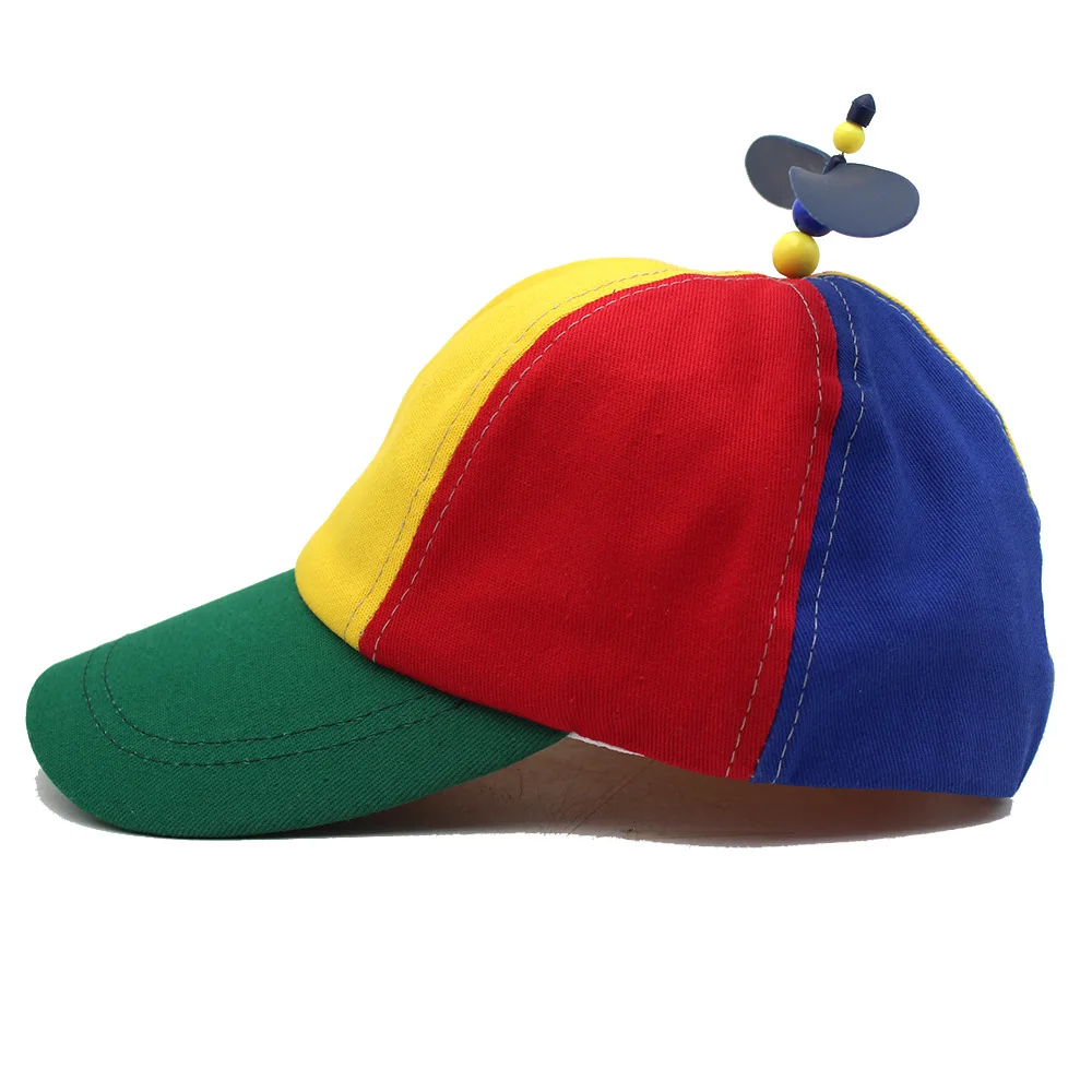 Fashion Colorful Funny Snapback Hat Detachable Helicopter Baseball Cap Adjustable Top Hats for Kid Adult Rainbow Propeller Hat